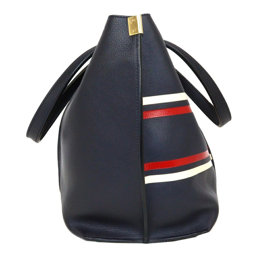 Chloe tote bag Navy Blue red Ivory White leather handbag shoulder stripe - Picture 4 of 9